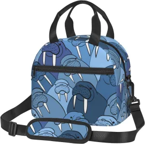 Walrus Cute Animal Nautical Ocean Lunch Bag Hand Tote Crossbody Insulated Lunch Bag Large Portable Lunch Box