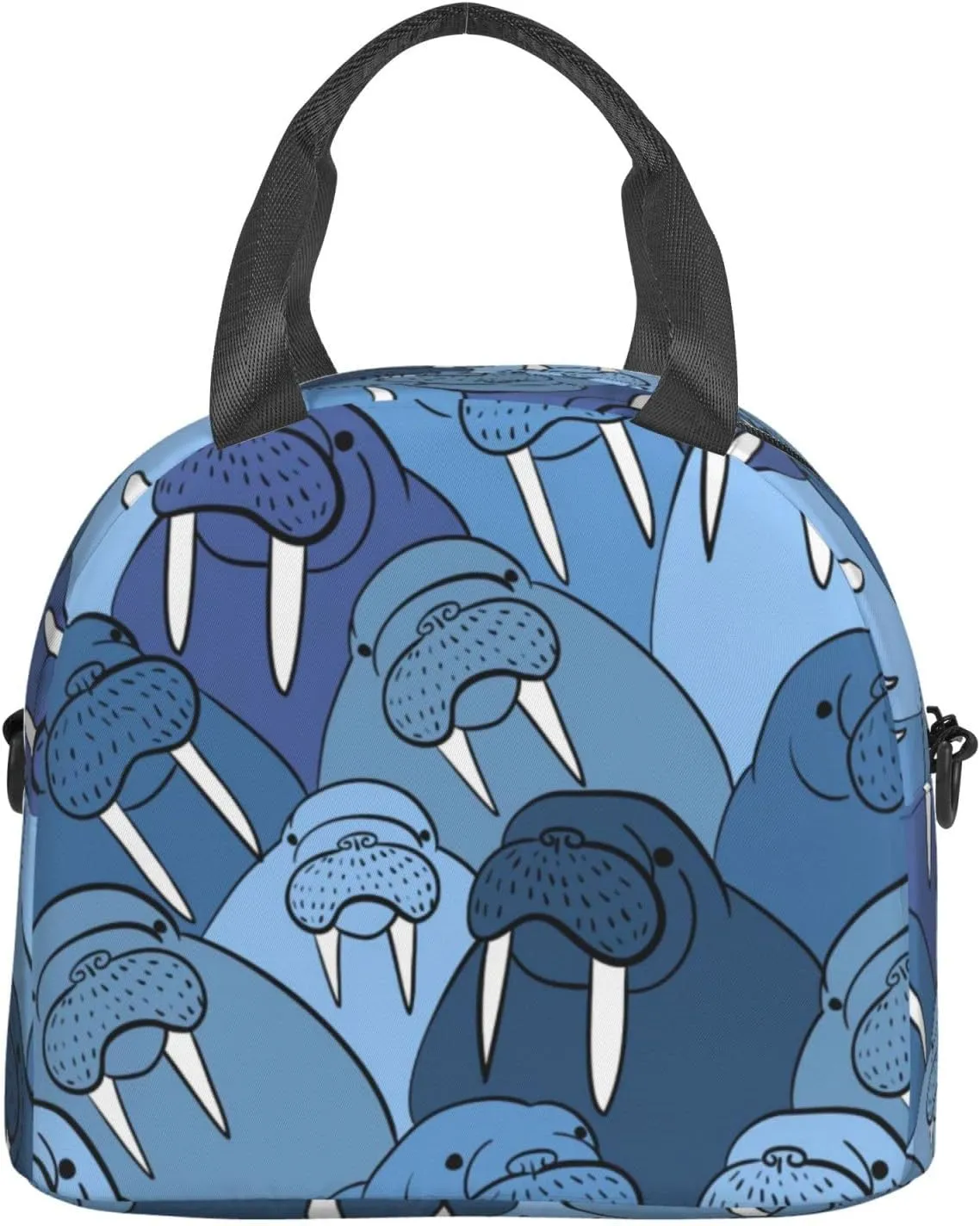 Walrus Cute Animal Nautical Ocean Lunch Bag Hand Tote Crossbody Insulated Lunch Bag Large Portable Lunch Box