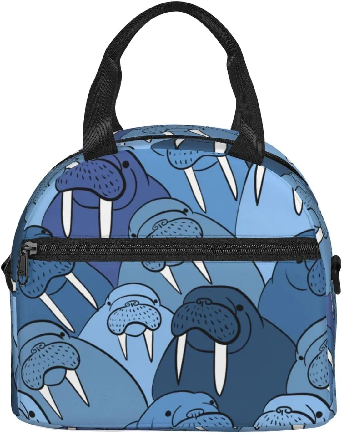 Walrus Cute Animal Nautical Ocean Lunch Bag Hand Tote Crossbody Insulated Lunch Bag Large Portable Lunch Box