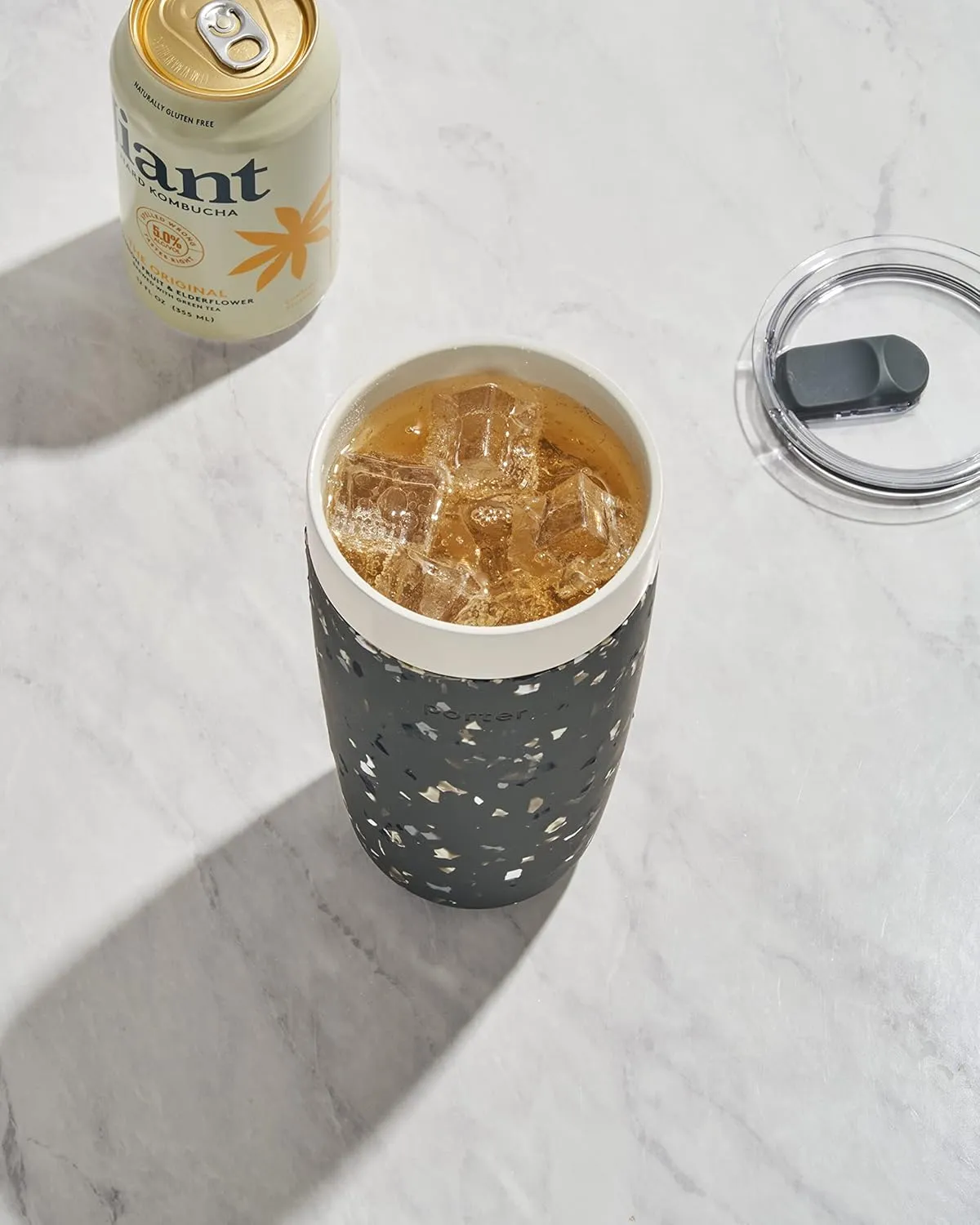 W&P Porter Insulated Tumbler 20 oz | No Metallic Aftertaste Ceramic Coated for Water, Coffee, & Tea | Wide Mouth Vacuum Insulated | Dishwasher Safe, Charcoal Terrazzo