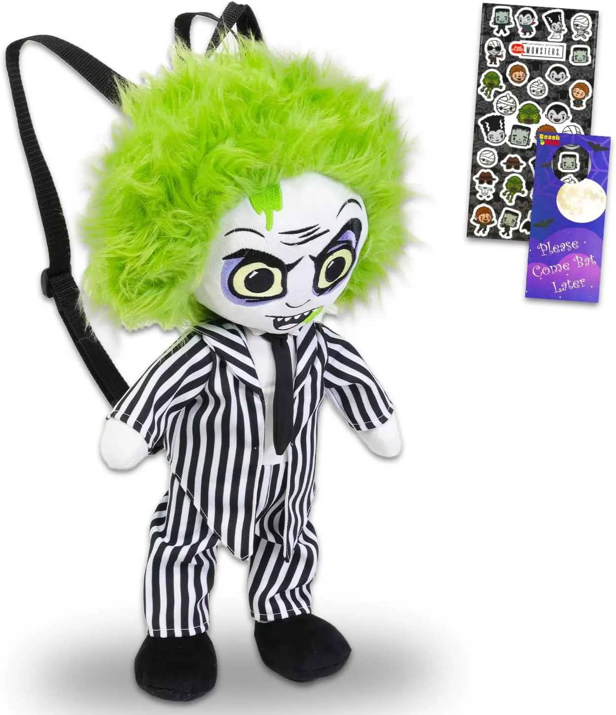 WARNER BROS PICTURES Beetlejuice Plush Doll Set - Bundle with Deluxe Beetlejuice Plush Toy with Carrying Straps, Stickers, More | Beetlejuice Gifts for Kids, Boys, Girls