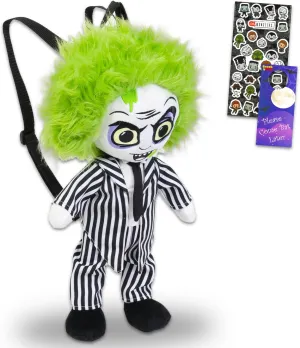 WARNER BROS PICTURES Beetlejuice Plush Doll Set - Bundle with Deluxe Beetlejuice Plush Toy with Carrying Straps, Stickers, More | Beetlejuice Gifts for Kids, Boys, Girls