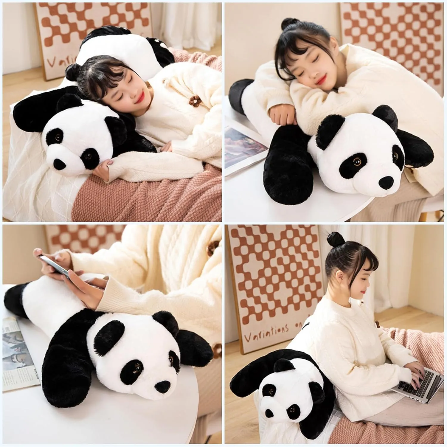Weighted Stuffed Animals, 2.87lbs Giant Weighted Panda Plush Cute Big Panda Plush Animals Pillow Toy Gifts for Kids Adults, 39.3 inch