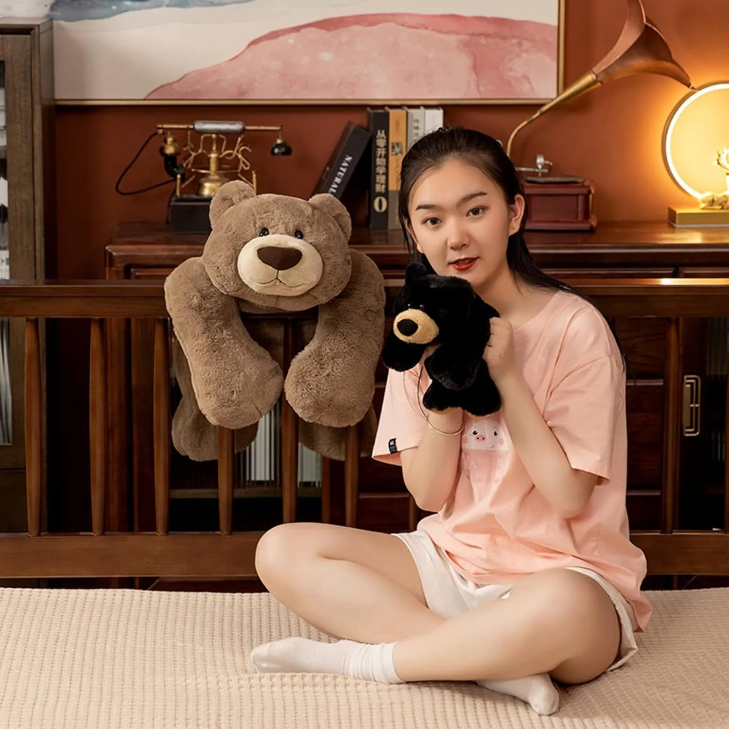Weighted Stuffed Animals, Weighted Bear Stuffed Animal Toy Cute Black Bear Plush Pillow Weighted Plush Animals Toy, 11.8"