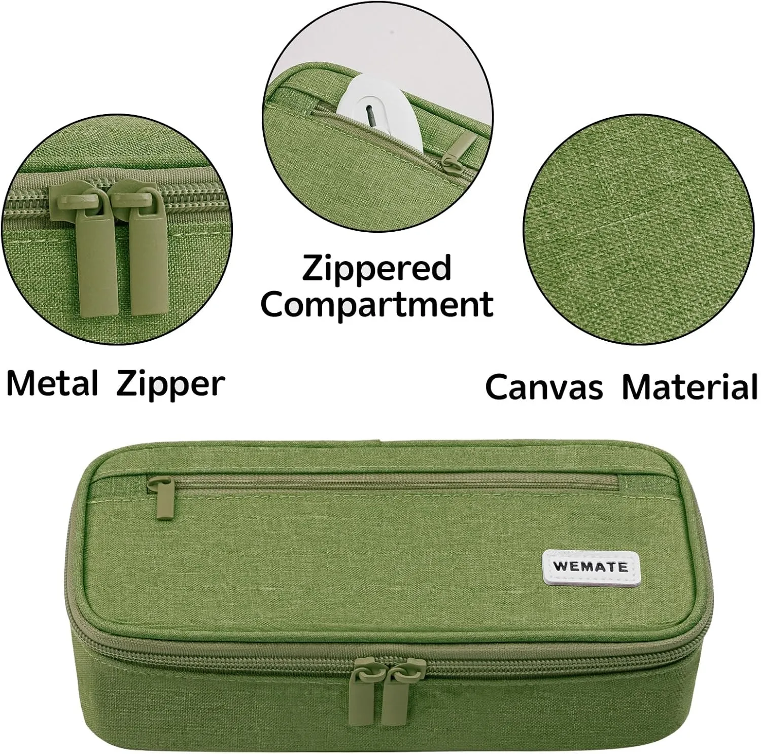 WEMATE Large Pencil Case, Big Capacity Pencil Pouch Stationery Pen Bag, Storage High Capacity Bag Pouch Holder Box Organizer, Marker Pen Case for Women & Men