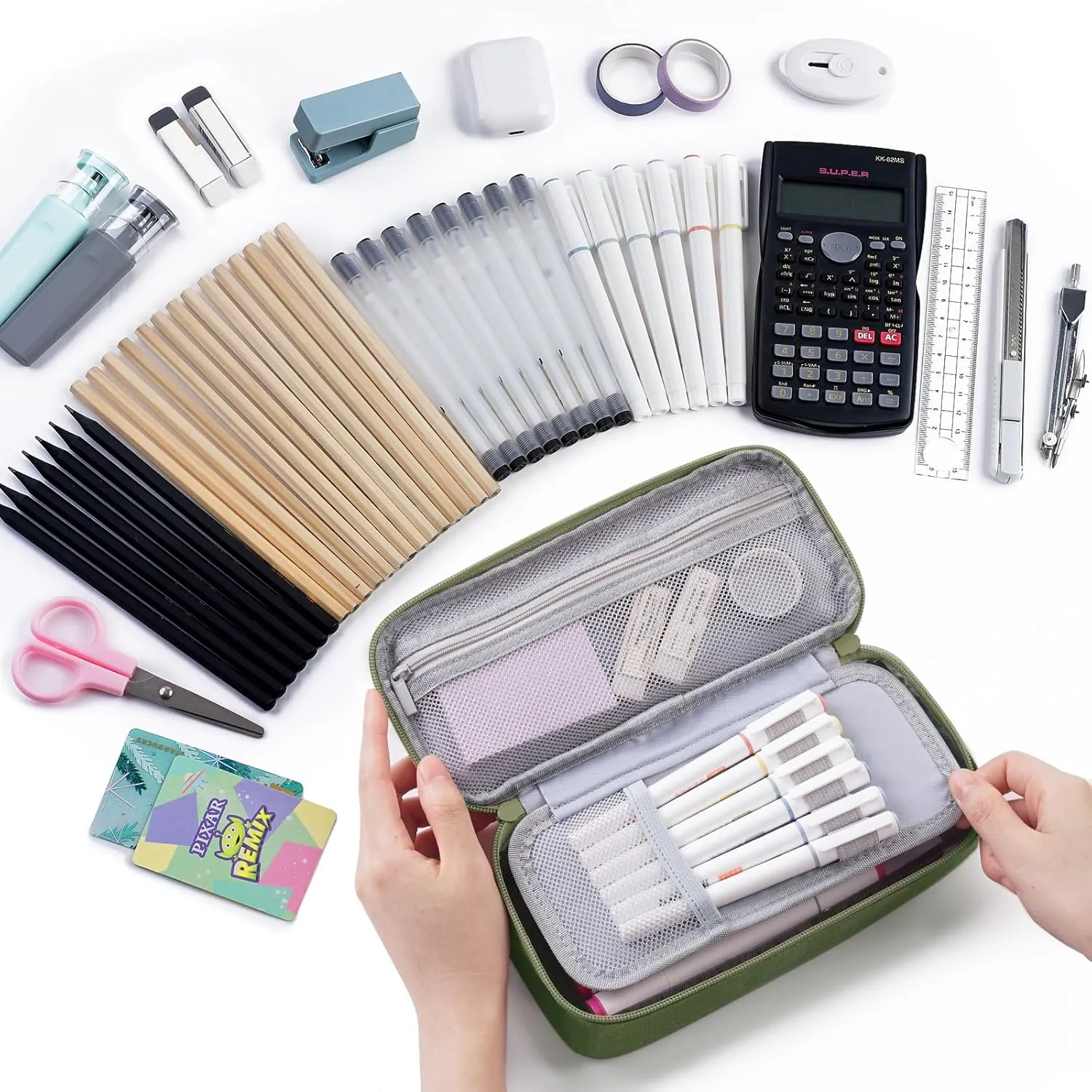 WEMATE Large Pencil Case, Big Capacity Pencil Pouch Stationery Pen Bag, Storage High Capacity Bag Pouch Holder Box Organizer, Marker Pen Case for Women & Men