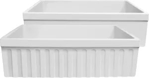 Whitehaus 30" Fireclay Kitchen Sink, Reversible Apron-Front with 2½" and 2" Decorative Lips, White
