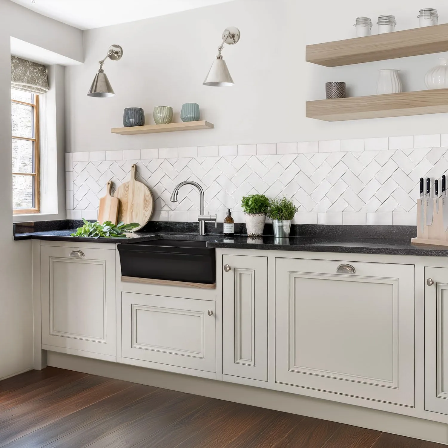 Whitehaus Collection WHQ5530-M-WHITE Glencove Kitchen, Fireclay, Front Apron Sink, Matte White