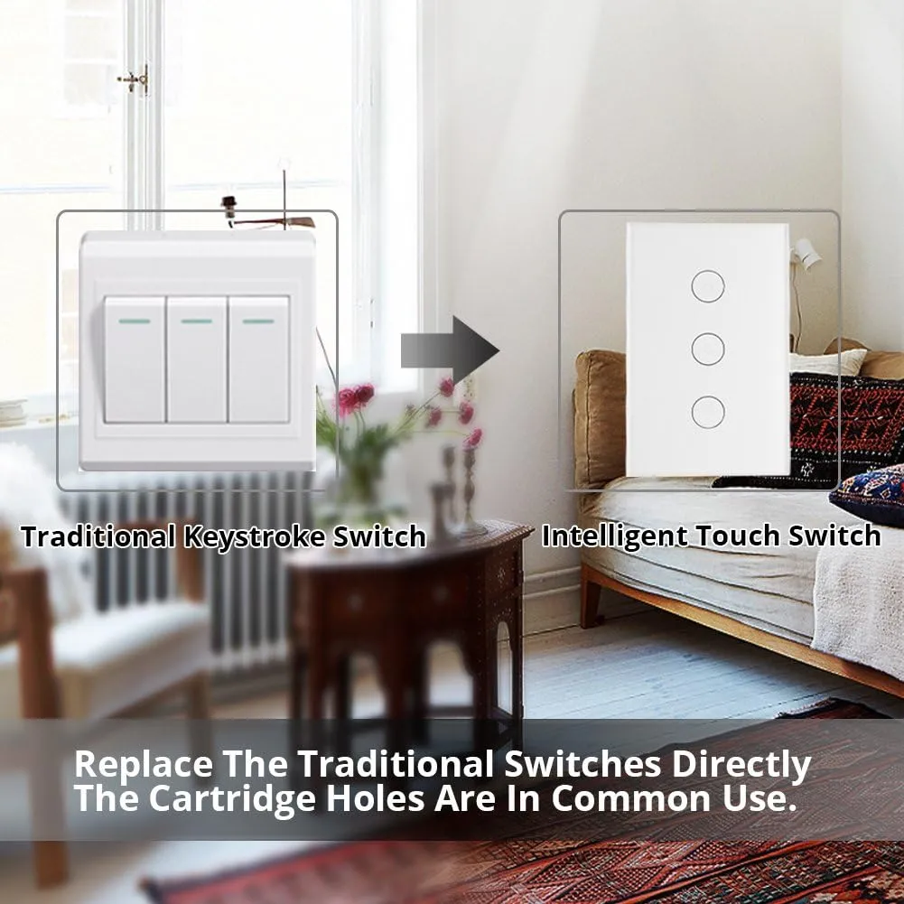 WiFi Smart Wall Light Switch Glass Touch Panel Wireless Remote Control by Mobile APP Anywhere Compatible with Alexa,Timing Function No Hub Required (Wall Switch 1 Gang).