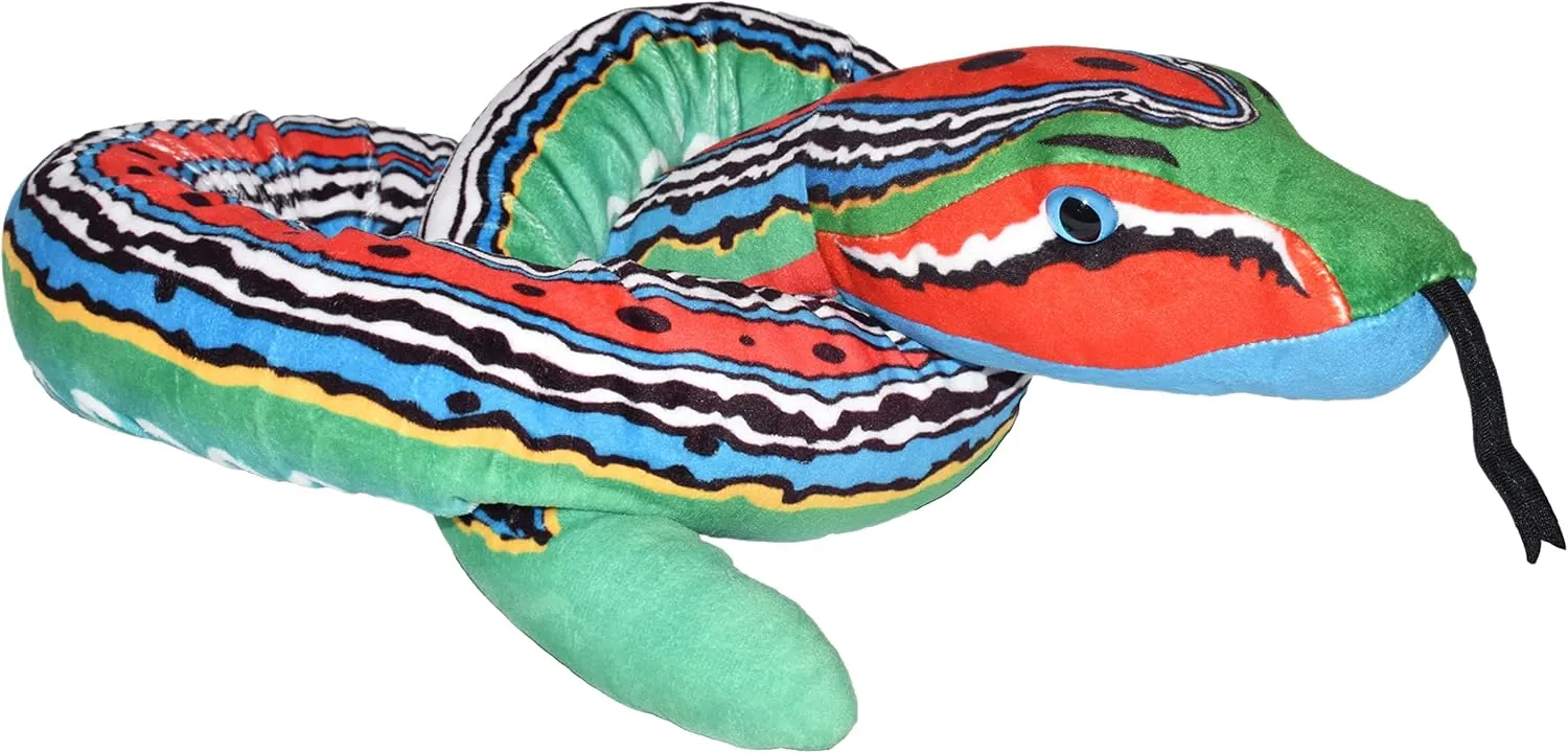 Wild Republic Snake Plush, Stuffed Animal, Plush Toy, Gifts for Kids, Green Blue Red, 54 Inches