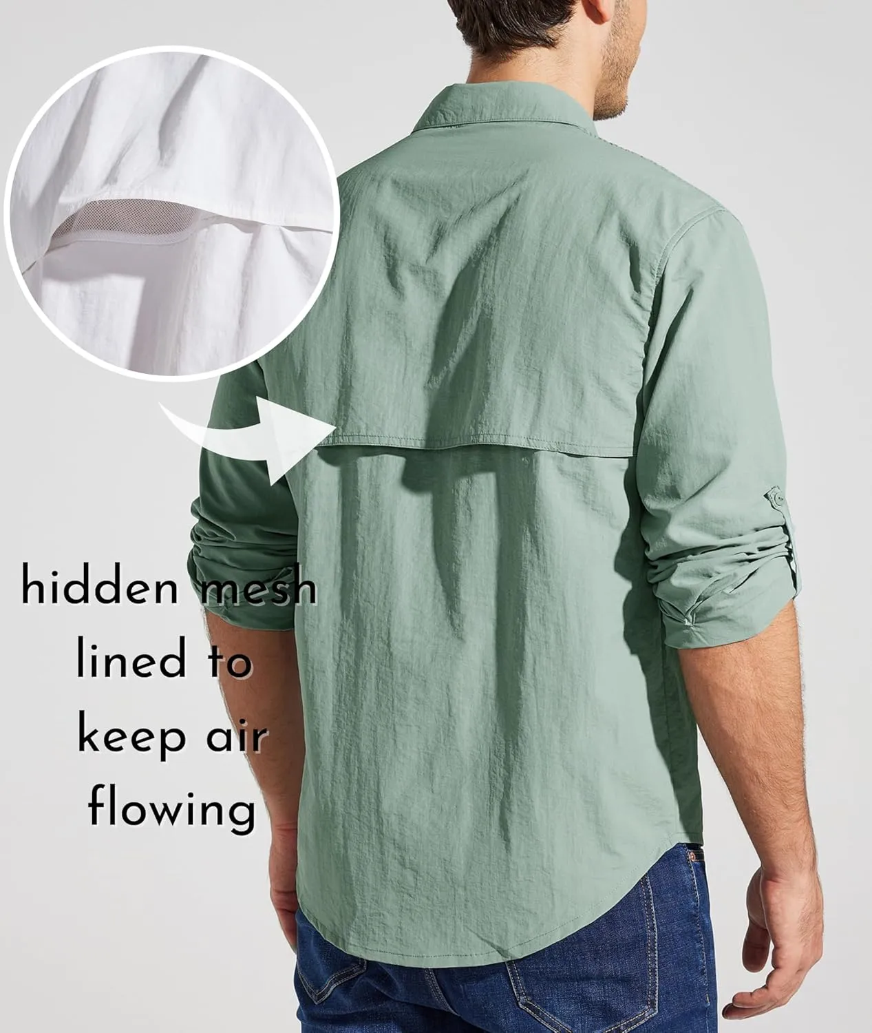 Willit Men's Long Sleeve Fishing Shirts Sun Protection UPF 50  SPF Shirts Hiking Shirts Cooling Quick Dry