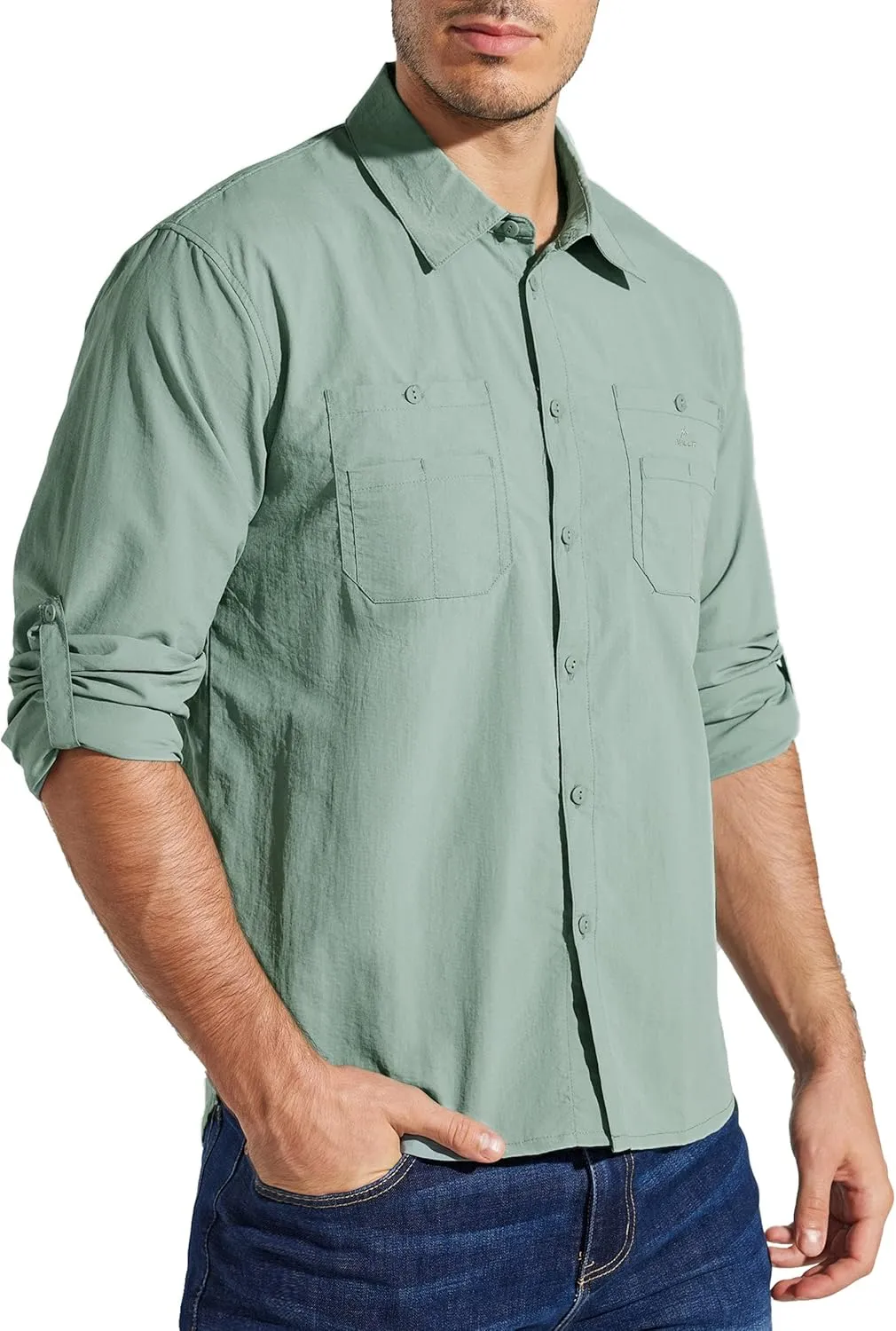 Willit Men's Long Sleeve Fishing Shirts Sun Protection UPF 50  SPF Shirts Hiking Shirts Cooling Quick Dry