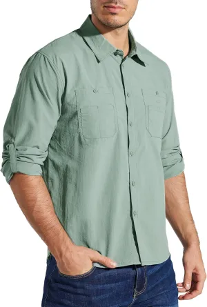 Willit Men's Long Sleeve Fishing Shirts Sun Protection UPF 50  SPF Shirts Hiking Shirts Cooling Quick Dry