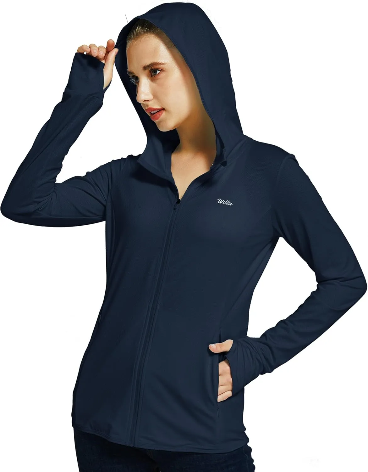 Willit Women's UPF 50  Sun Protection Shirts UV Long Sleeve Zip Hoodies SPF Lightweight Jacket Hiking Outdoor with Pockets