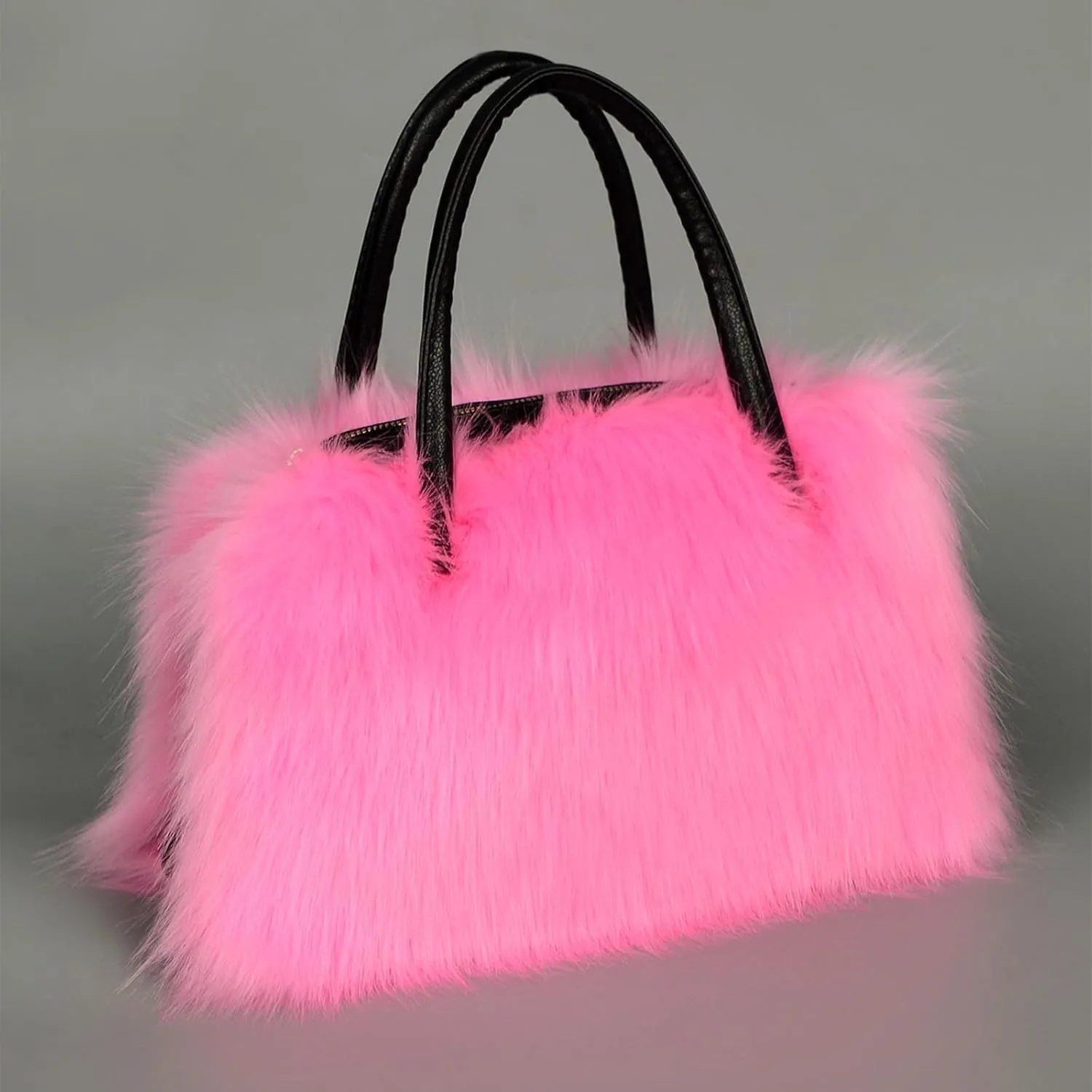 Winter Furry Handbag Soft Faux Fur Leather Bag Lightweight Travel Bag Cute Women's Shaggy Purse