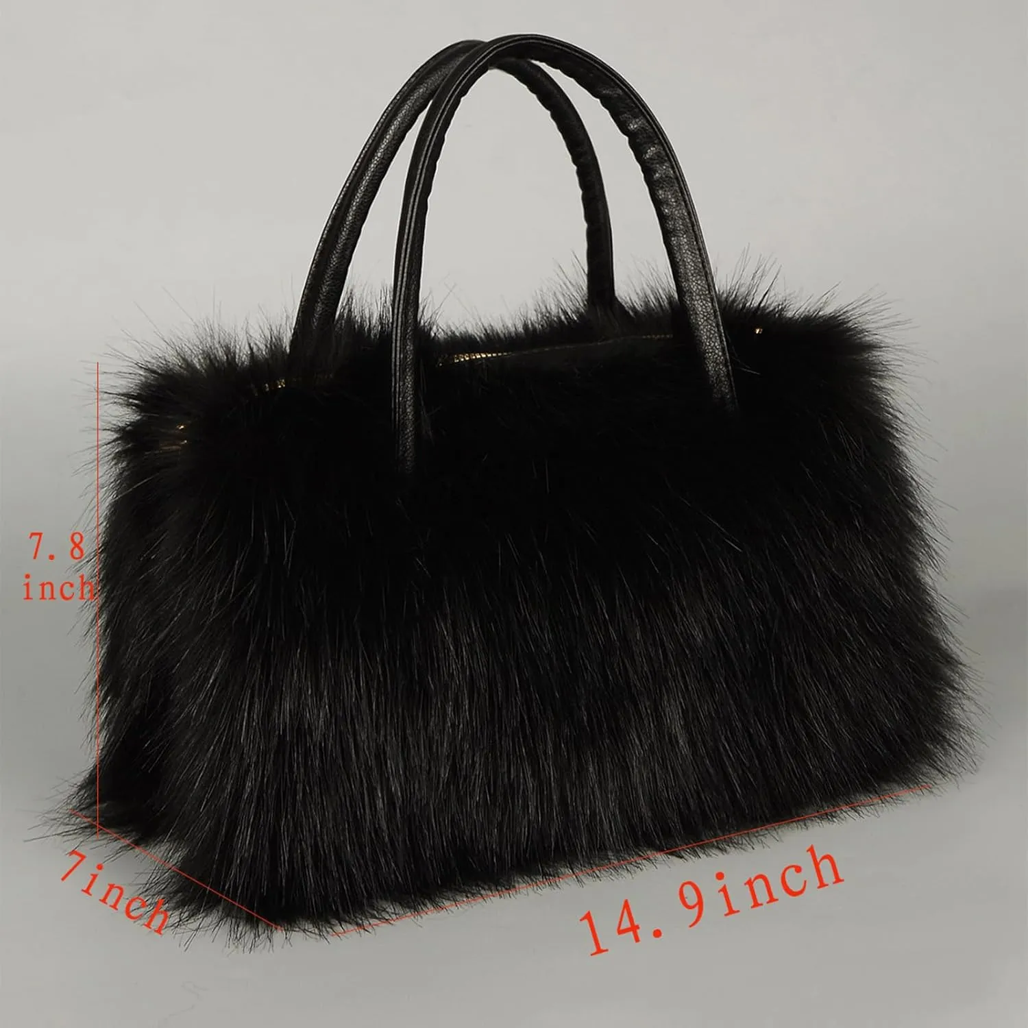 Winter Furry Handbag Soft Faux Fur Leather Bag Lightweight Travel Bag Cute Women's Shaggy Purse