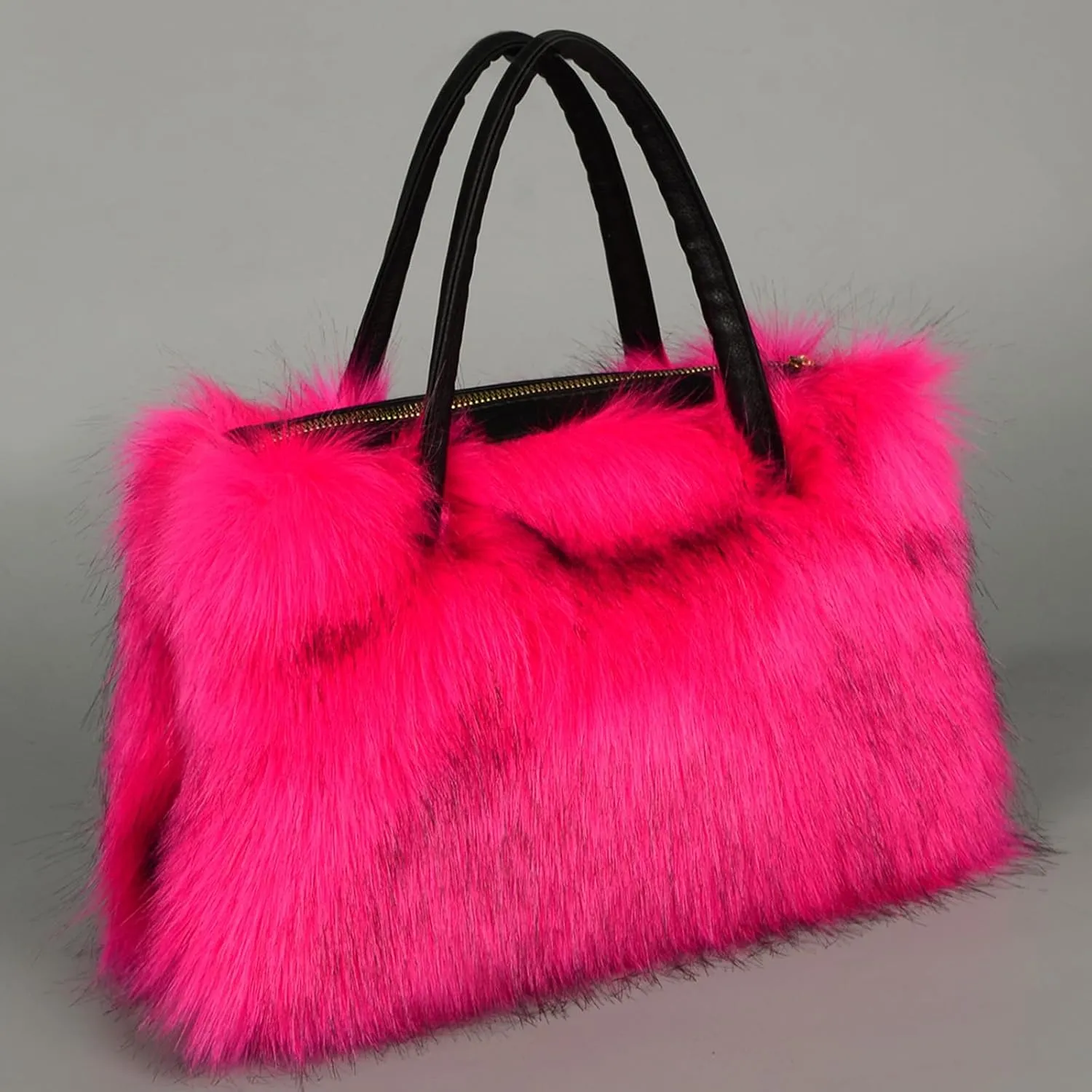 Winter Furry Handbag Soft Faux Fur Leather Bag Lightweight Travel Bag Cute Women's Shaggy Purse