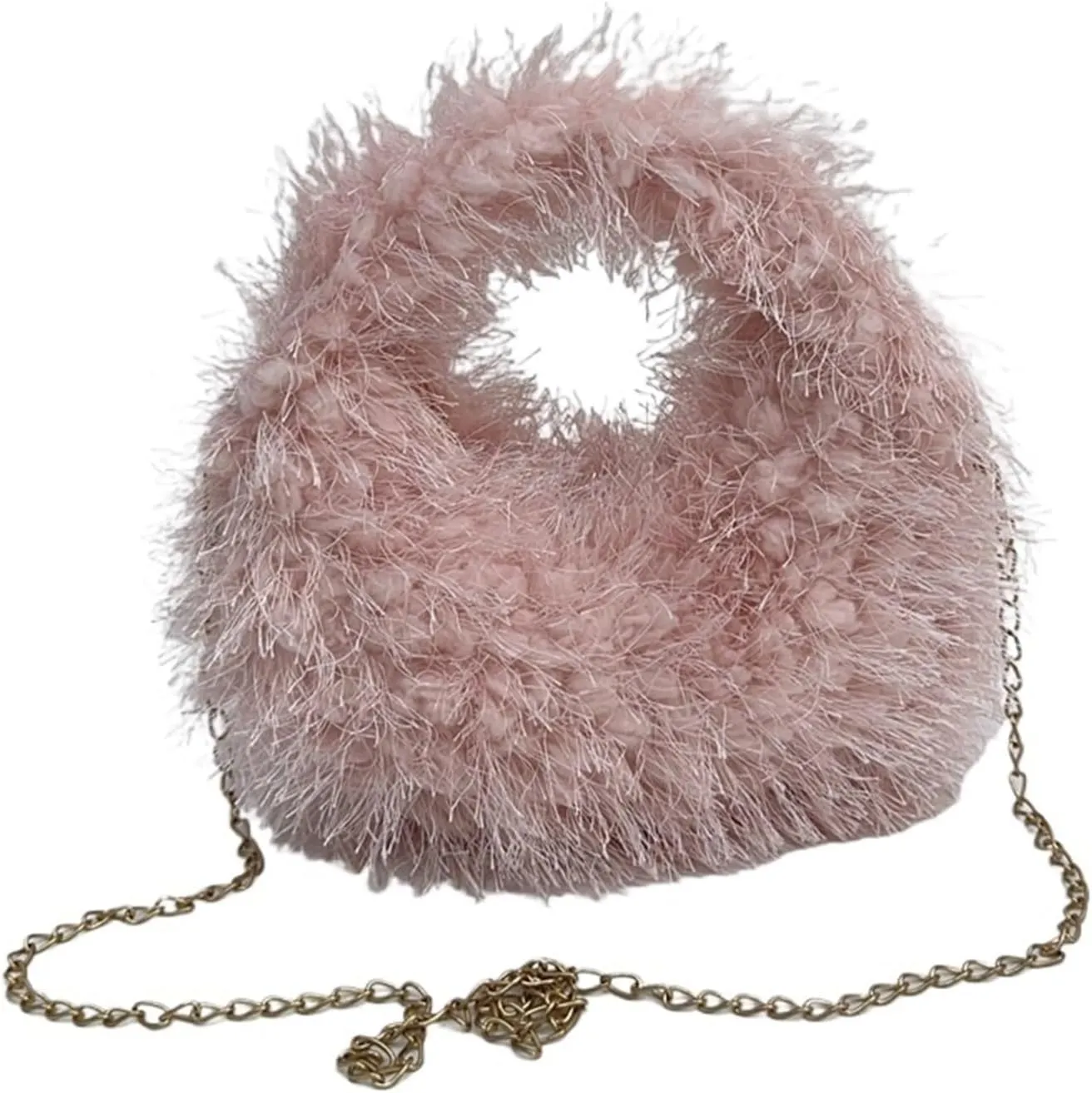 Winter Small Bag Hand Bag Women's Furry Short Handle Clutch Soft Plush Warm Bag For Women