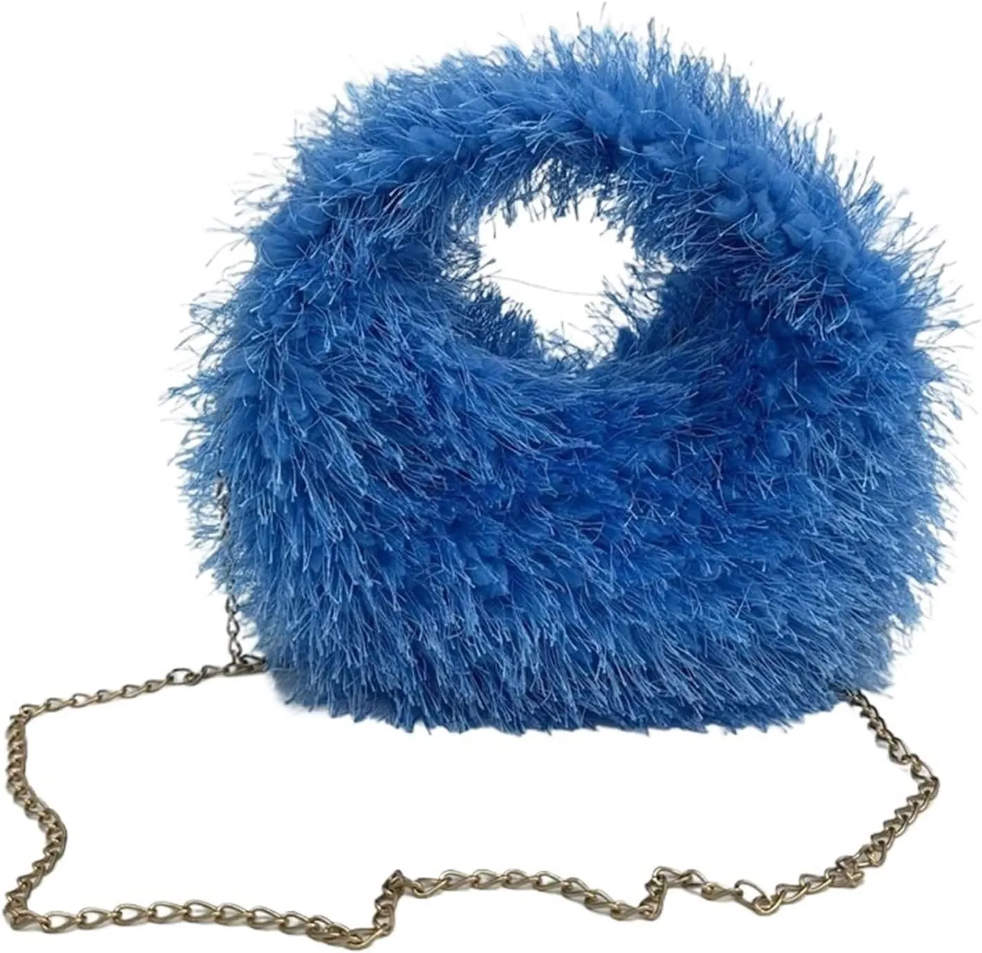 Winter Small Bag Hand Bag Women's Furry Short Handle Clutch Soft Plush Warm Bag For Women