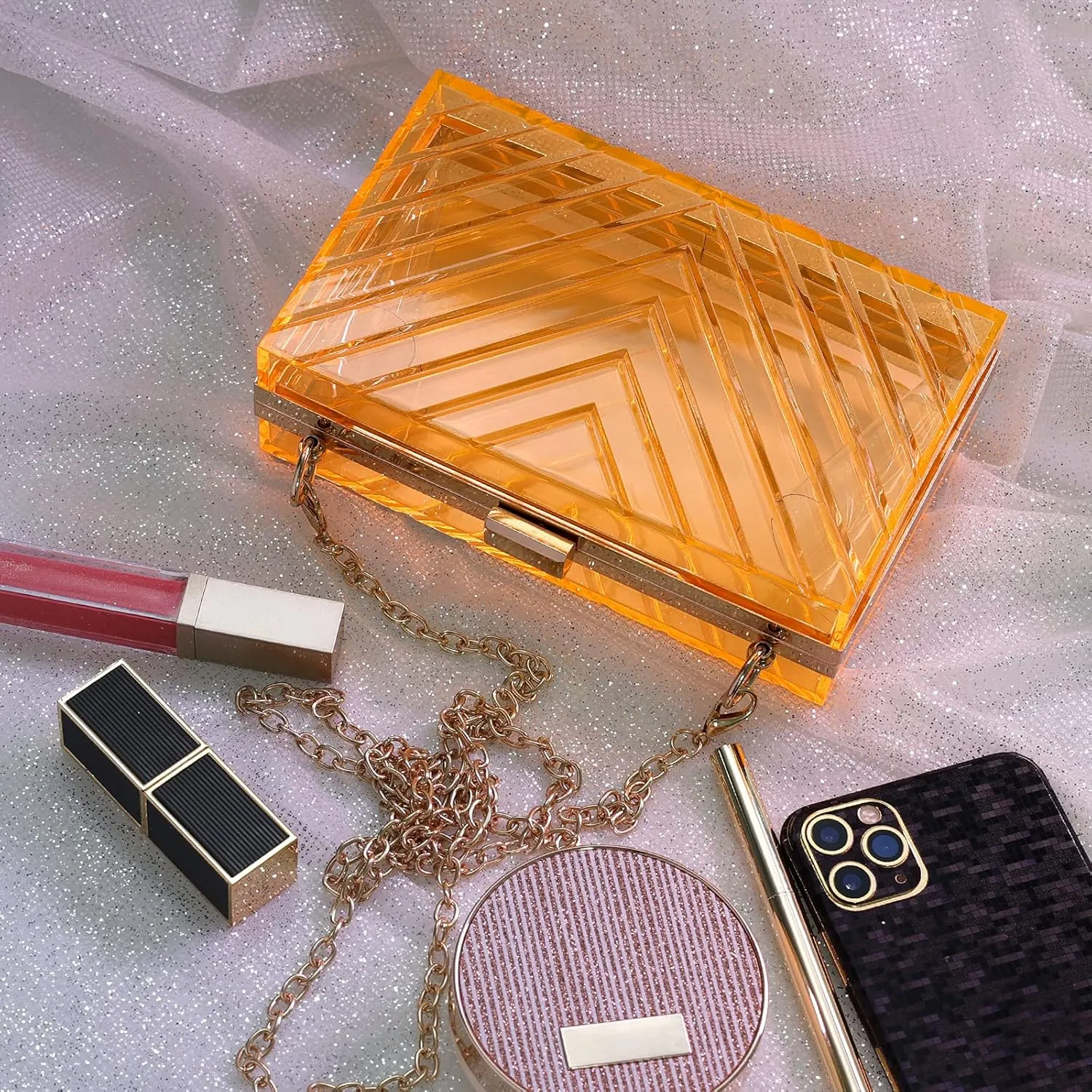 WJCD Clear Purses For Women Acrylic Clear Clutch Bag Stadium Approved