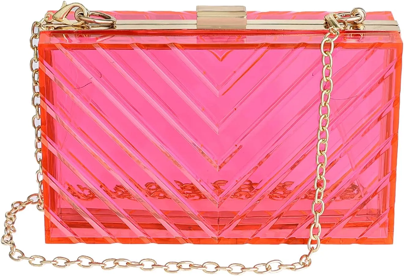 WJCD Clear Purses For Women Acrylic Clear Clutch Bag Stadium Approved
