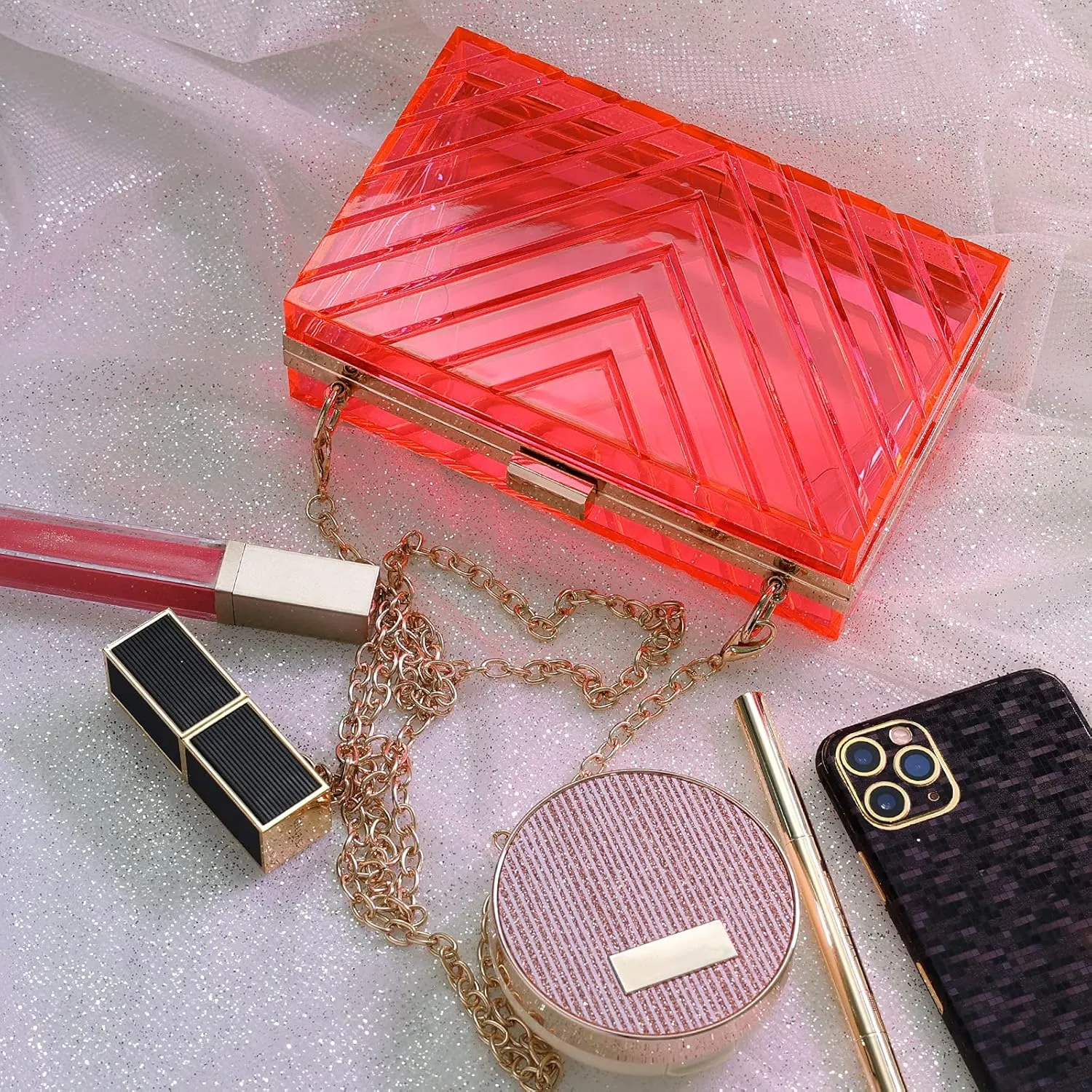 WJCD Clear Purses For Women Acrylic Clear Clutch Bag Stadium Approved