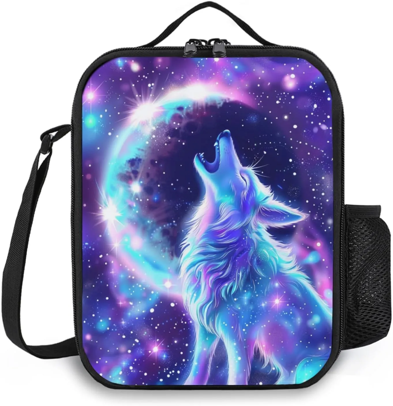 Wolf Lunch Box Insulated Lunch Bag for Women Men Reusable Large Capacity Lunchbox with Shoulder Strap Small Leakproof Cooler Food Bento Tote Bag for Work Travel Picnic