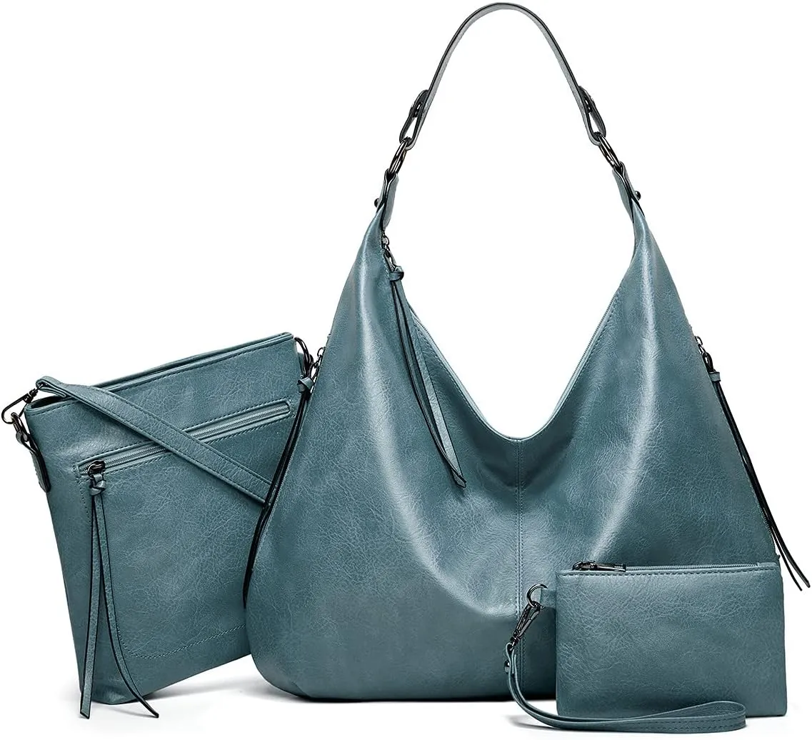 Women 3Pcs Tote Handbag PU Top-handle Shoulder Bag Big Satchel Messenger Purses