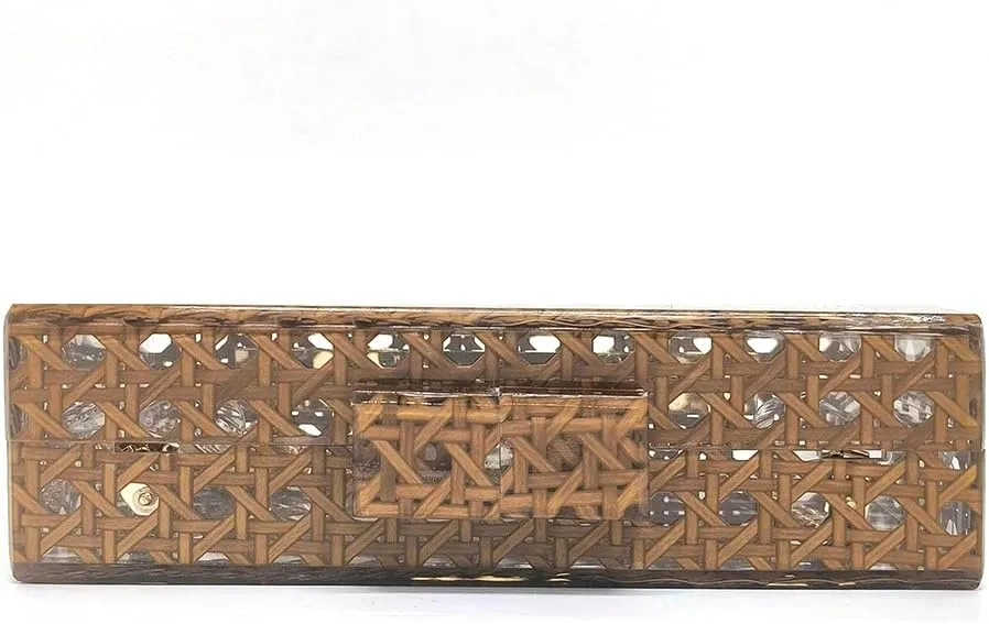 Women Acrylic Bag Rattan Clutch Purse Woven Bag Square Box Crossbody Handbag Shoulder Bag Summer Beach Purse