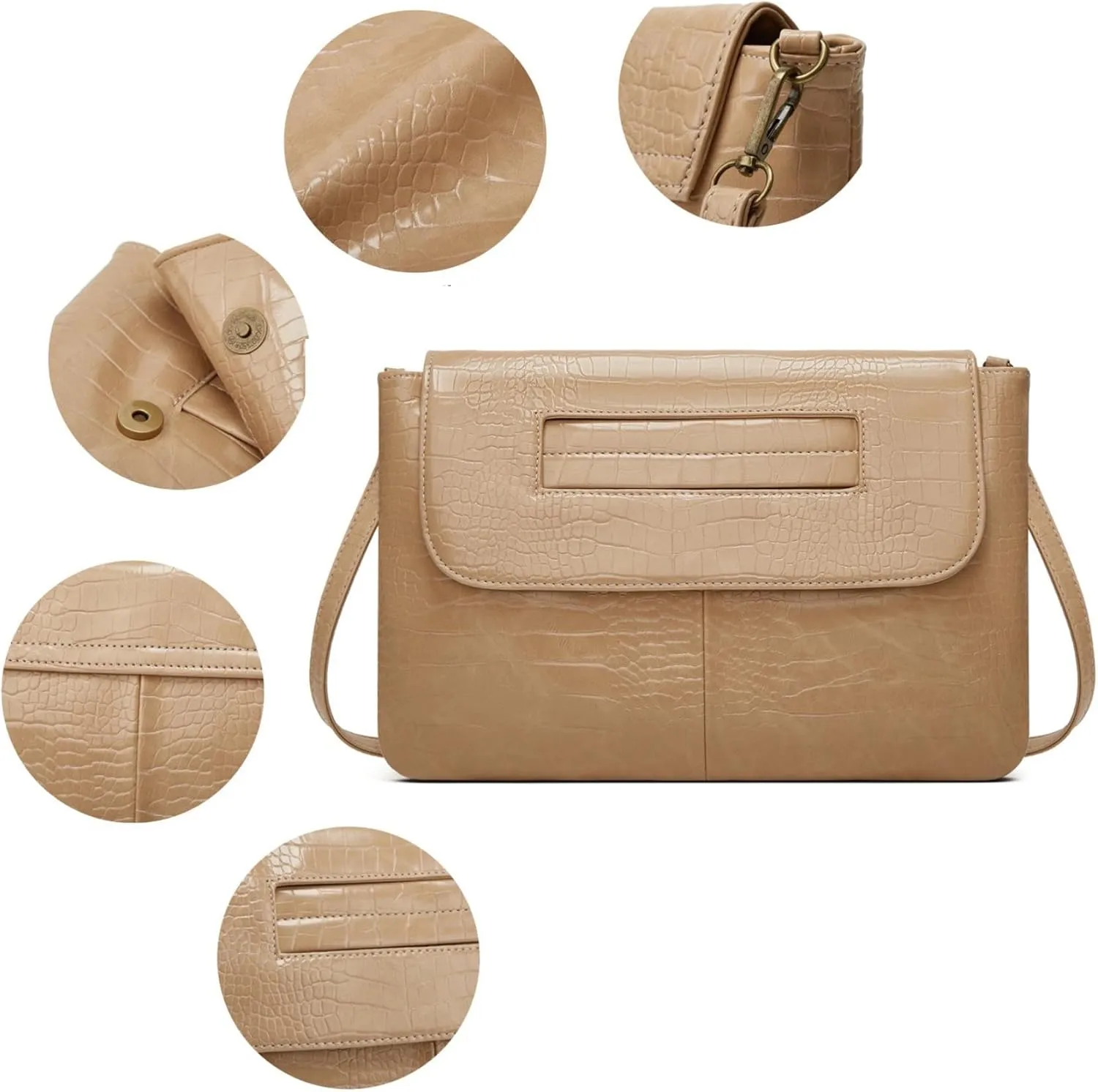 Women Classic Crocodile Pattern Faux Leather Clutch Purse Oversized Female Shoulder Bag Messenger Handbag