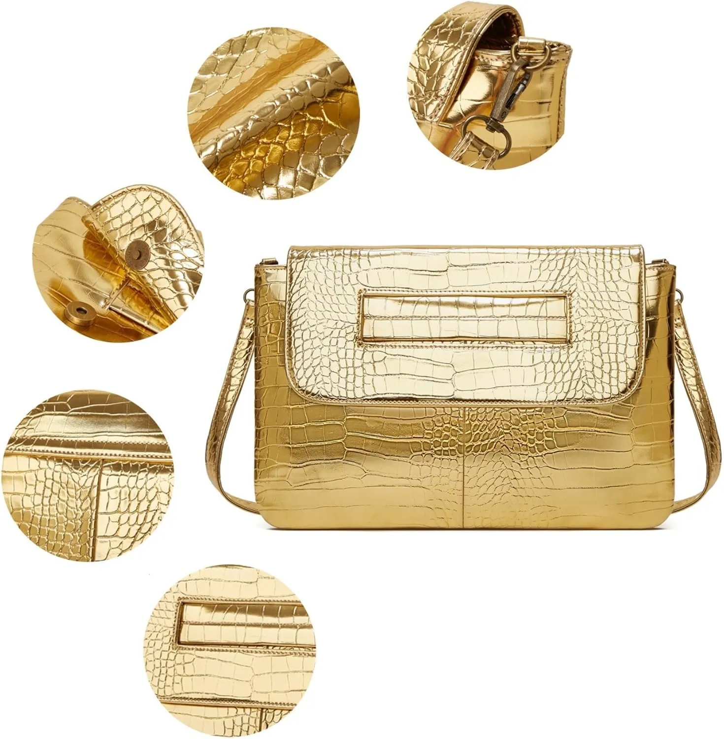 Women Classic Crocodile Pattern Faux Leather Clutch Purse Oversized Female Shoulder Bag Messenger Handbag