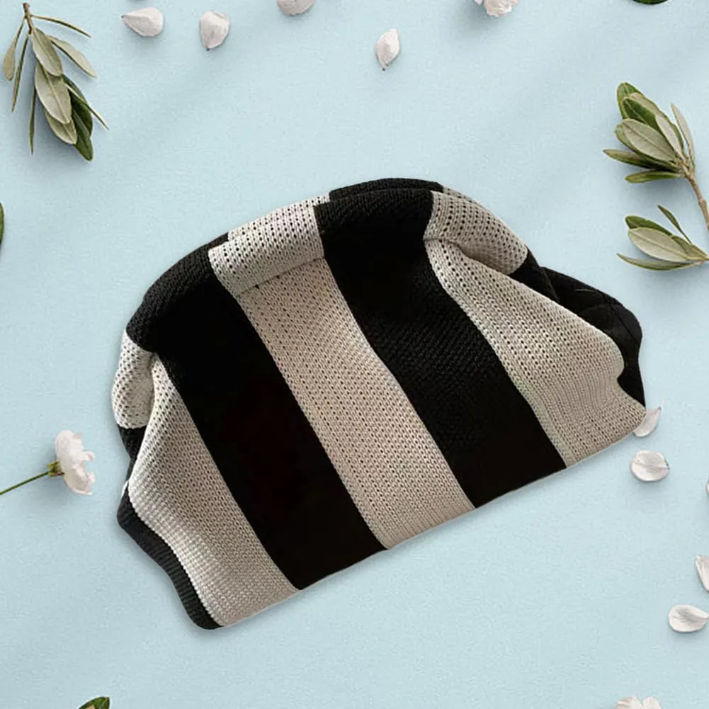 Women Colorblock Dumpling Clutch - Contrast Color Knitting Casual Summer Beach Bag