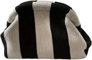 Women Colorblock Dumpling Clutch - Contrast Color Knitting Casual Summer Beach Bag