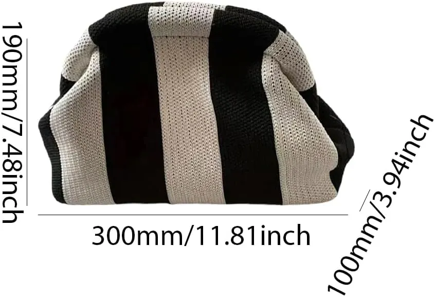 Women Colorblock Dumpling Clutch - Contrast Color Knitting Casual Summer Beach Bag