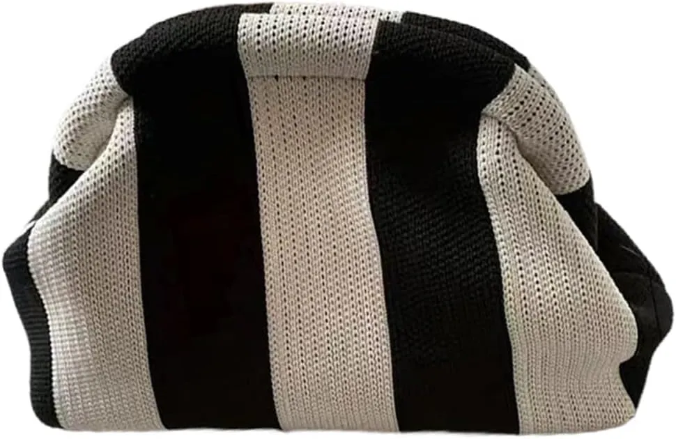 Women Colorblock Dumpling Clutch - Contrast Color Knitting Casual Summer Beach Bag