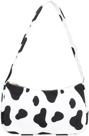 Women Cow Print Shoulder Bag Clutch Purse Underarm Handbag Satchel Zipper Tote Bag Purse