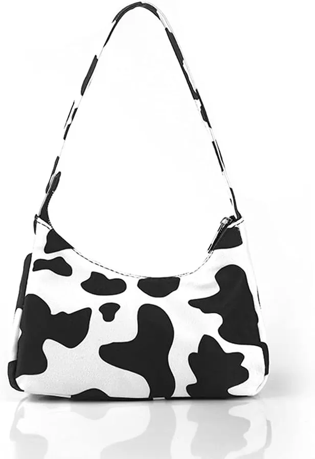 Women Cow Print Shoulder Bag Clutch Purse Underarm Handbag Satchel Zipper Tote Bag Purse