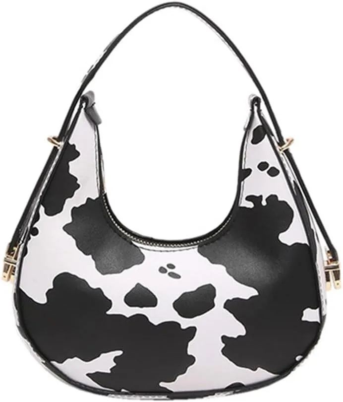 Women Cow Print Shoulder Bag Clutch Purse Underarm Handbag Satchel Zipper Tote Bag Purse