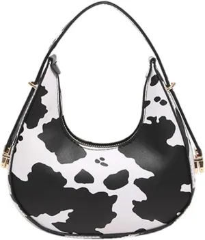 Women Cow Print Shoulder Bag Clutch Purse Underarm Handbag Satchel Zipper Tote Bag Purse