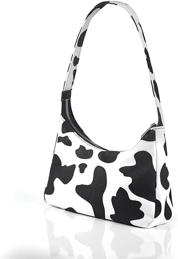 Women Cow Print Shoulder Bag Clutch Purse Underarm Handbag Satchel Zipper Tote Bag Purse