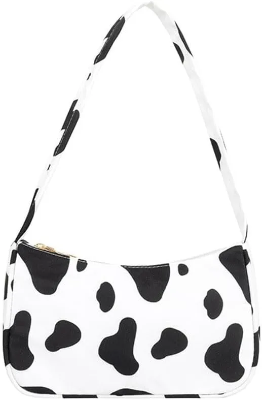 Women Cow Print Shoulder Bag Clutch Purse Underarm Handbag Satchel Zipper Tote Bag Purse