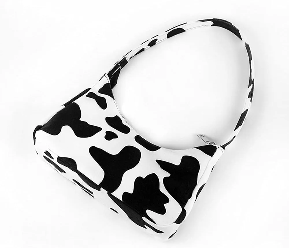 Women Cow Print Shoulder Bag Clutch Purse Underarm Handbag Satchel Zipper Tote Bag Purse