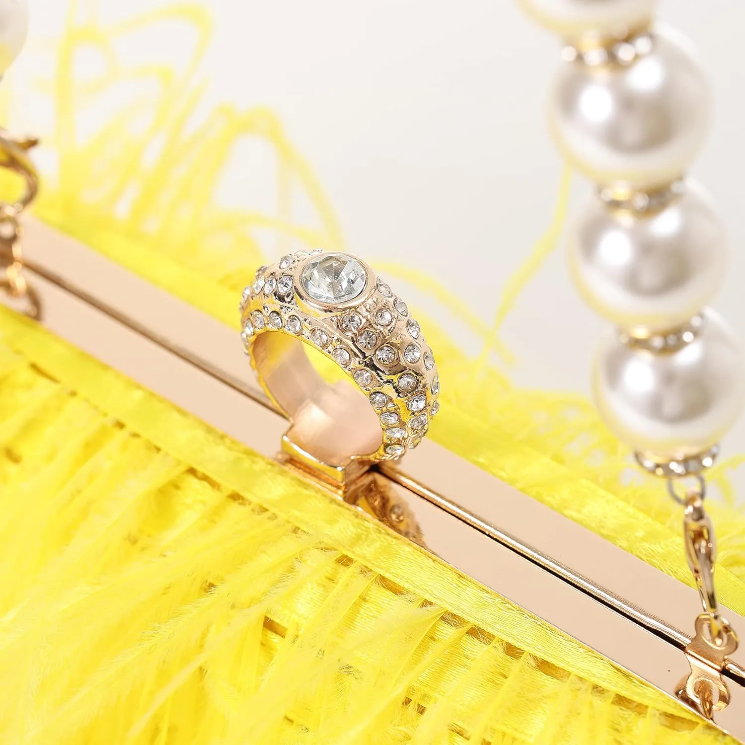 Women Real Natural Ostrich Feather Evening Bags Purses Clutch Vintage Banquet Handbag