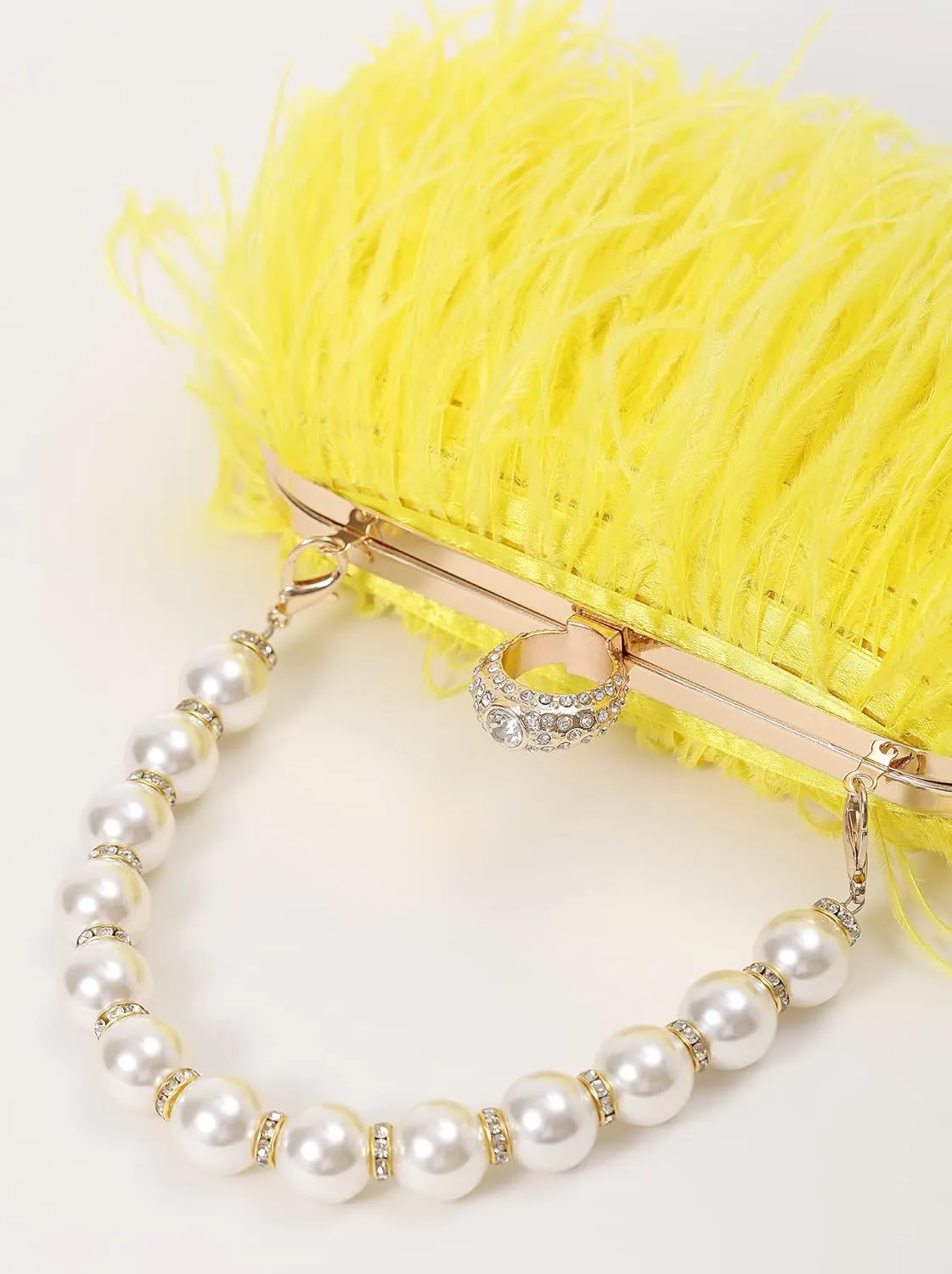Women Real Natural Ostrich Feather Evening Bags Purses Clutch Vintage Banquet Handbag