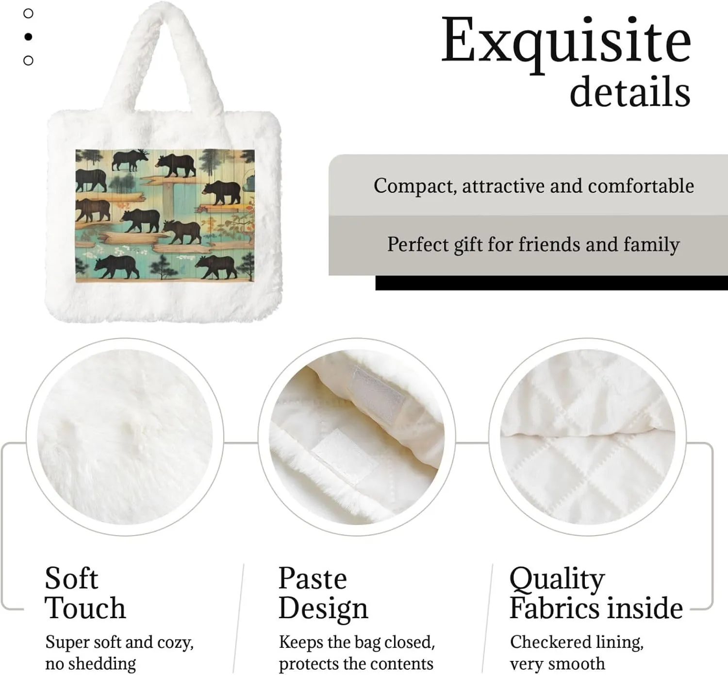 Women Shoulder Clutch Purse Bag Fluffy Fuzzy Faux Fur Cute Tote Handbag