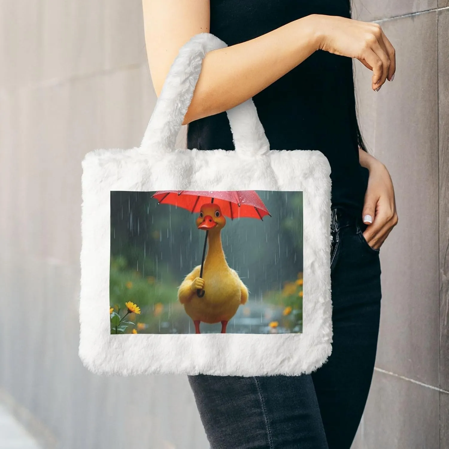Women Shoulder Clutch Purse Bag Fluffy Fuzzy Faux Fur Cute Tote Handbag
