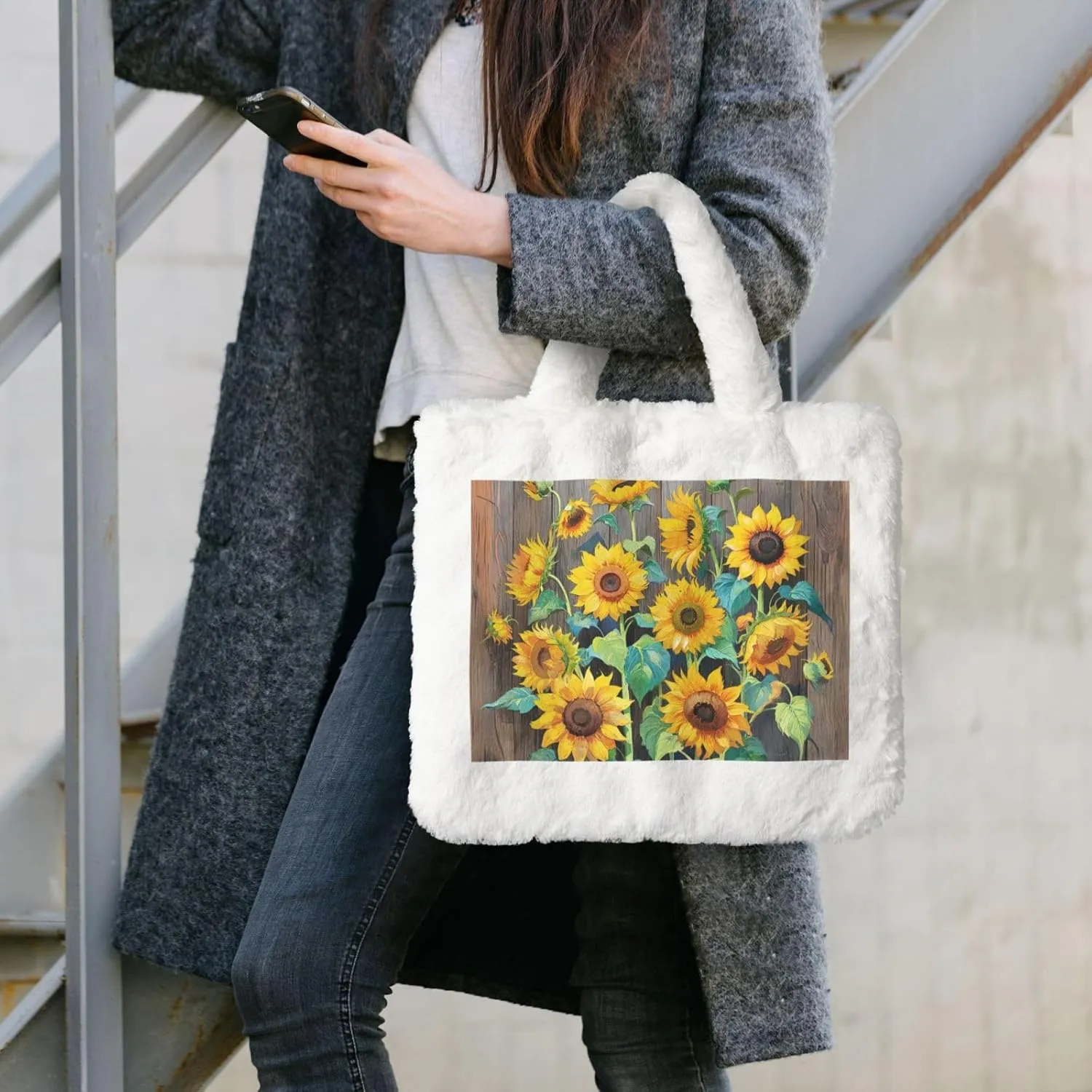 Women Shoulder Clutch Purse Bag Fluffy Fuzzy Faux Fur Cute Tote Handbag