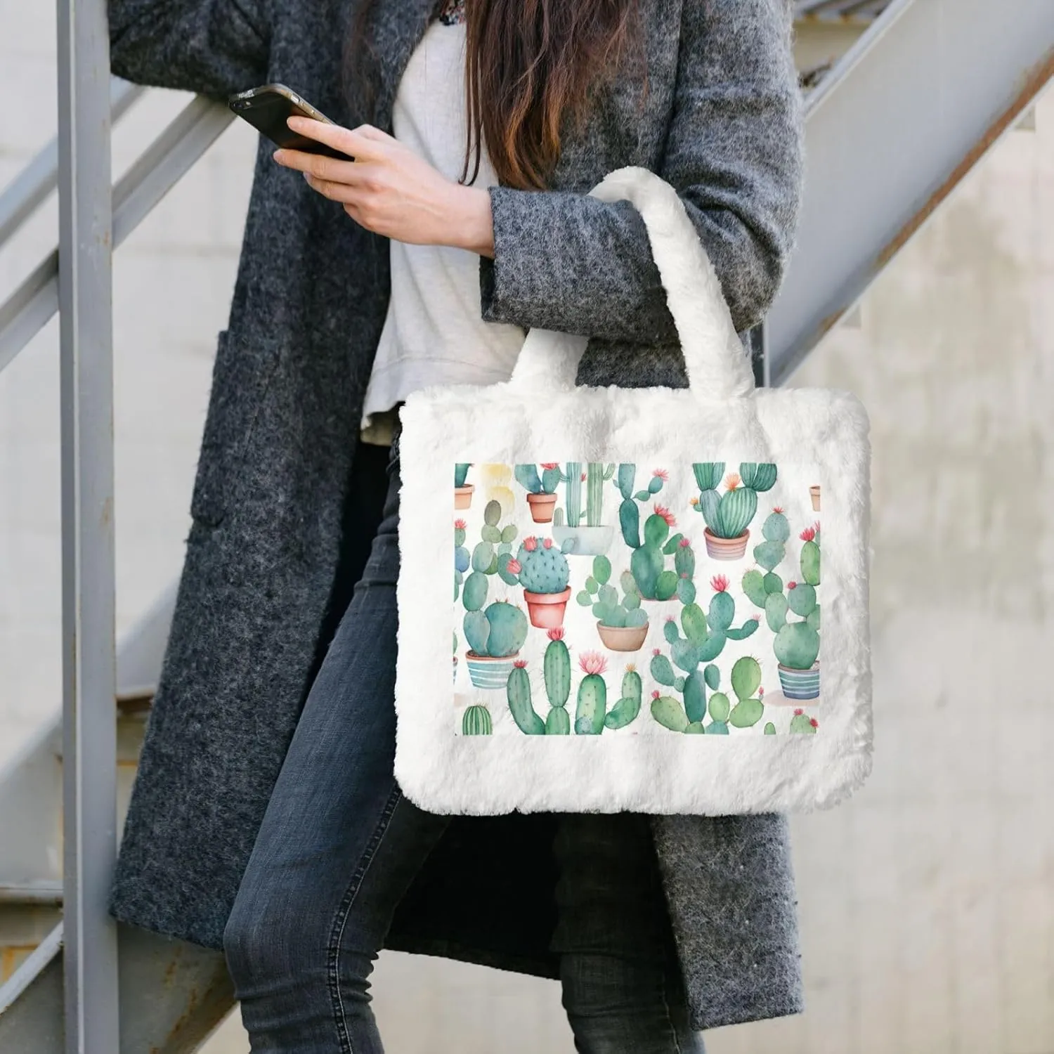 Women Shoulder Clutch Purse Bag Fluffy Fuzzy Faux Fur Cute Tote Handbag