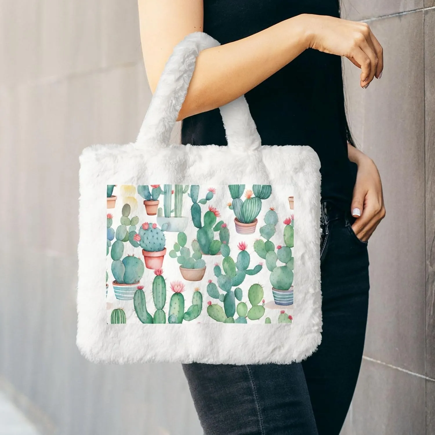 Women Shoulder Clutch Purse Bag Fluffy Fuzzy Faux Fur Cute Tote Handbag