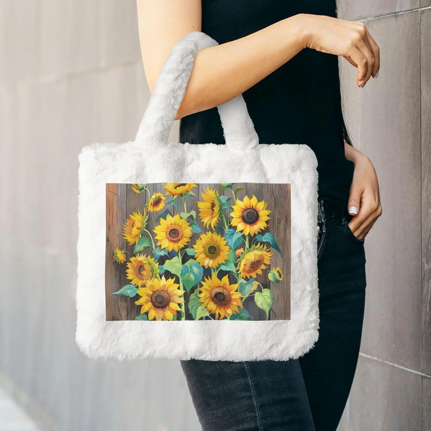 Women Shoulder Clutch Purse Bag Fluffy Fuzzy Faux Fur Cute Tote Handbag